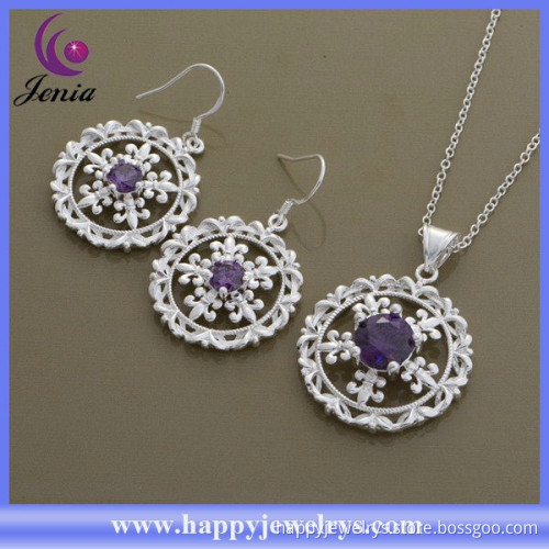 Round earring ,pendant set 925 silver plated cheap price imitation jewelry set (AT561)